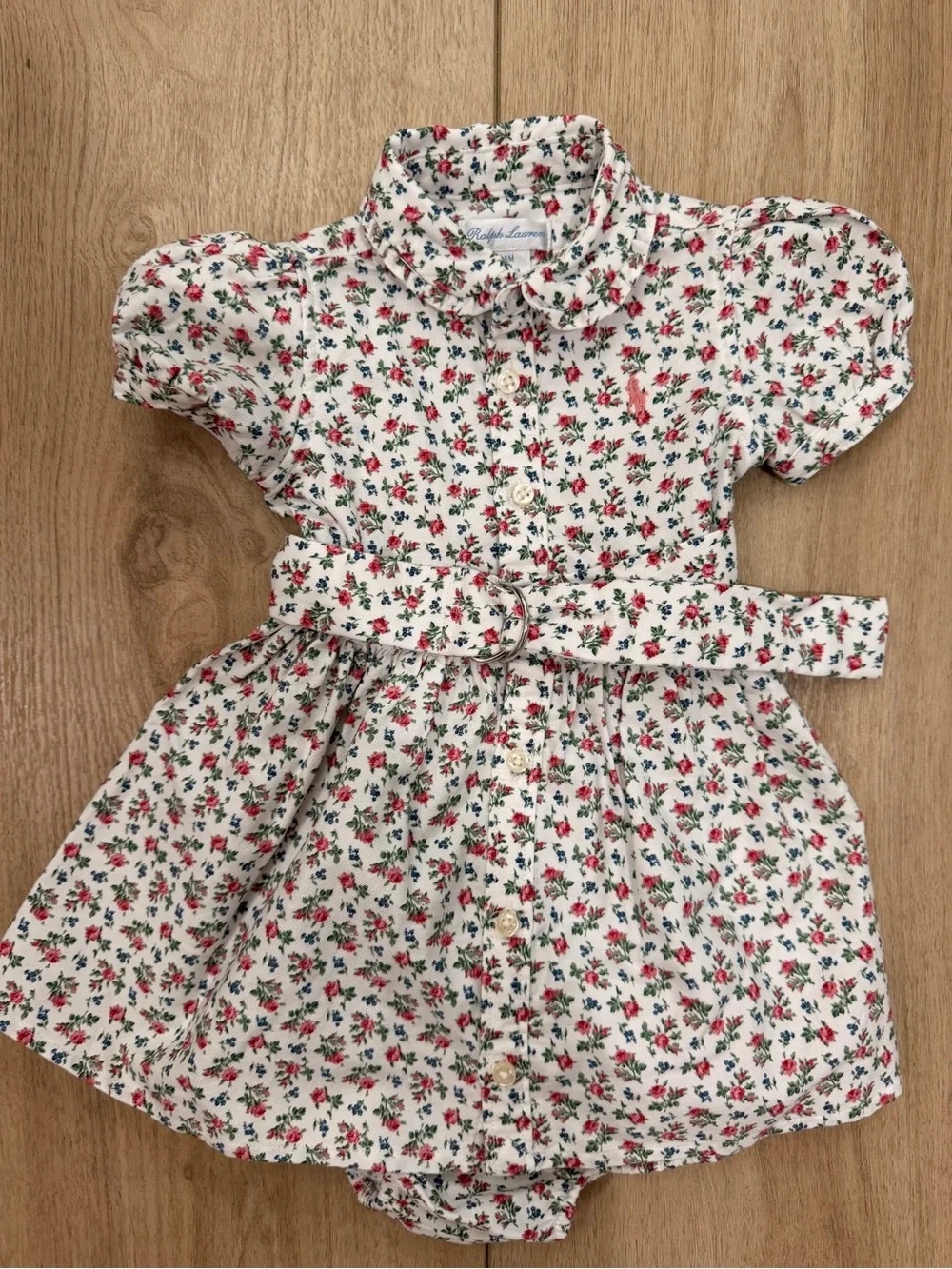 Ralph Lauren Floral Button-Front Baby Dress with Belt